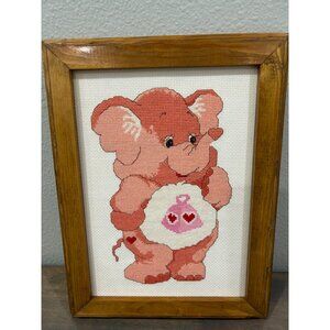 Framed Cross Stitch Wall Decor Care Bear Cousin Lotsa Love Elephant Childs Nurse